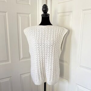Handmade White Knit Vest for Women